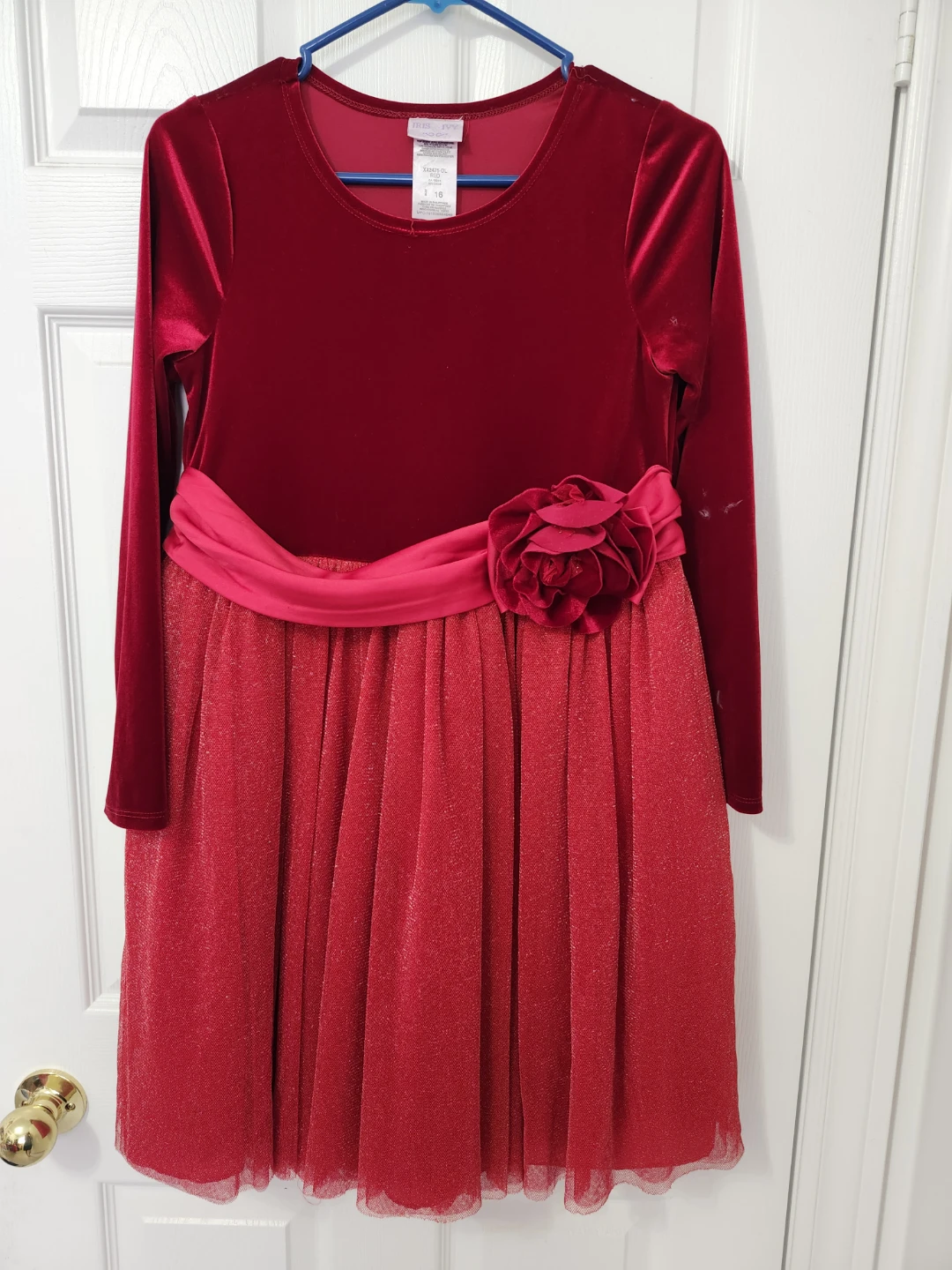 Girls Red Velvet & Sparkle Party Dress