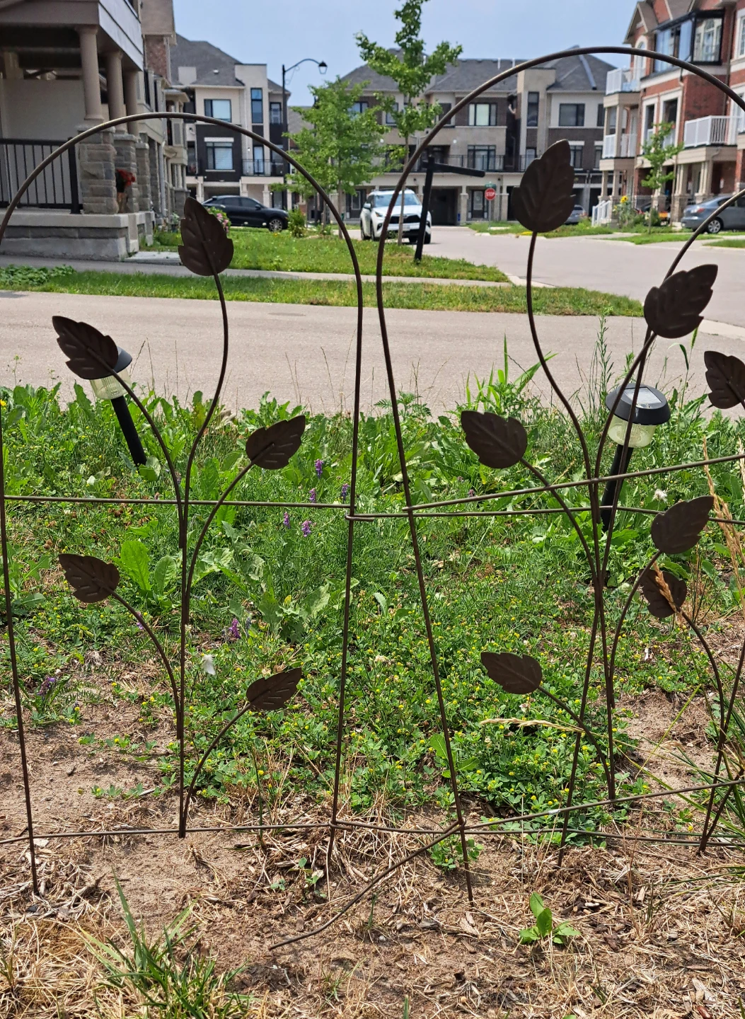 Decorative Metal Garden Fence with Leaf Accents