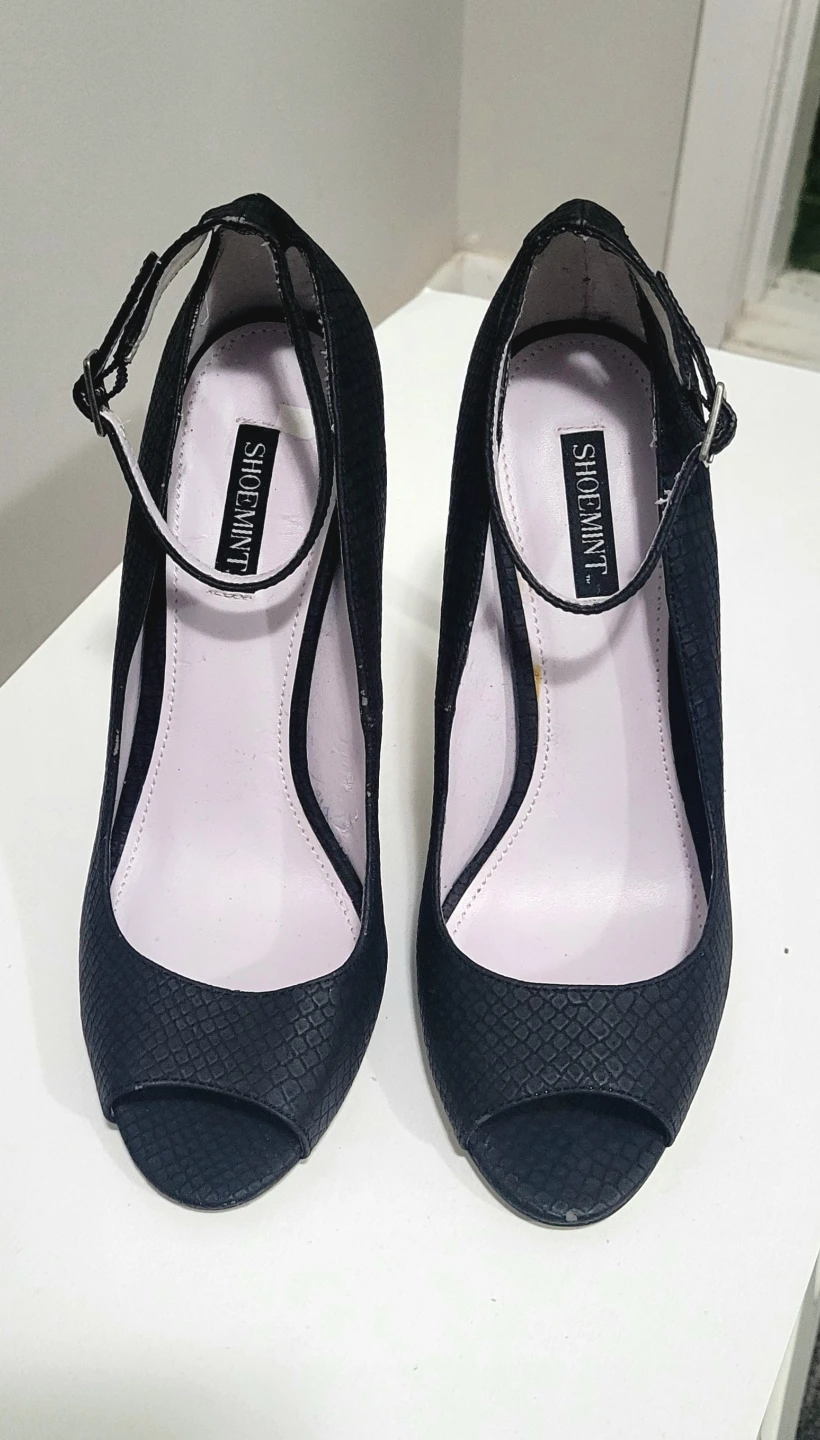 ShoeMint Black Peep-Toe Heels with Ankle Strap - photo 5