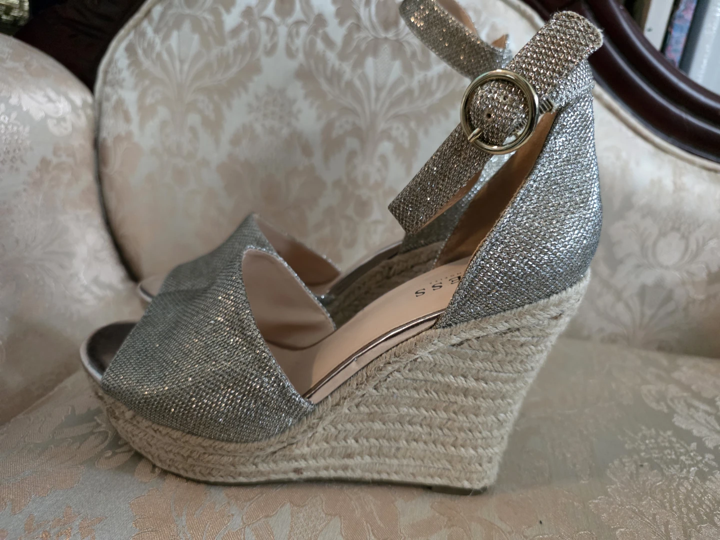 Guess Silver Glitter Wedge Espadrille Sandals - photo 2