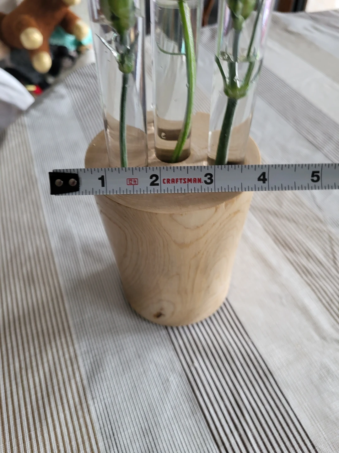 Natural wood bud vase with three plastic tubes - photo 5