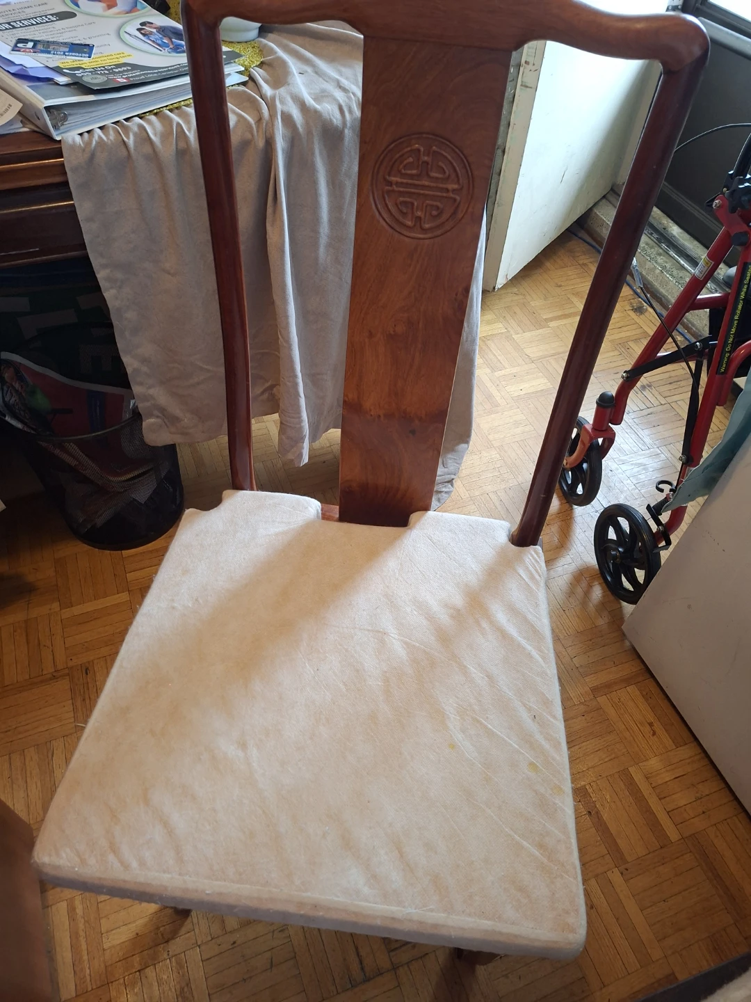 Wooden Accent Chair with Carving