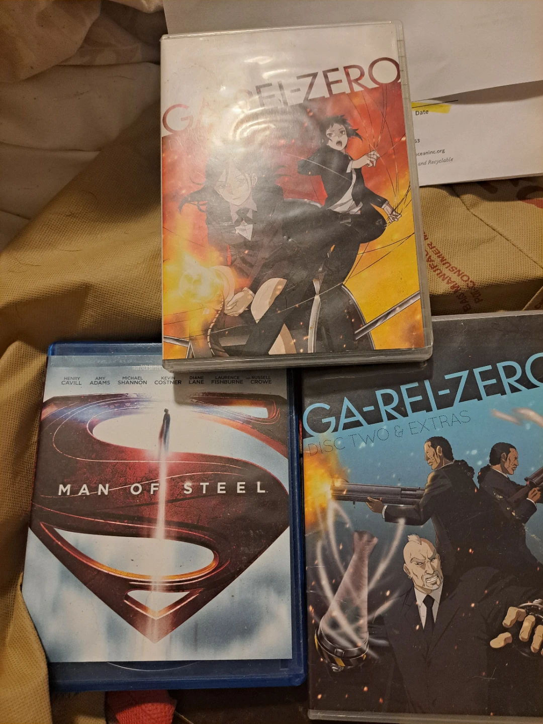 Ga-Rei-Zero DVD Set & Man of Steel Blu-ray