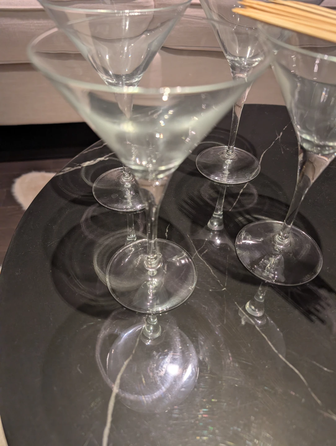 Set of 4 Martini Glasses with Skewers