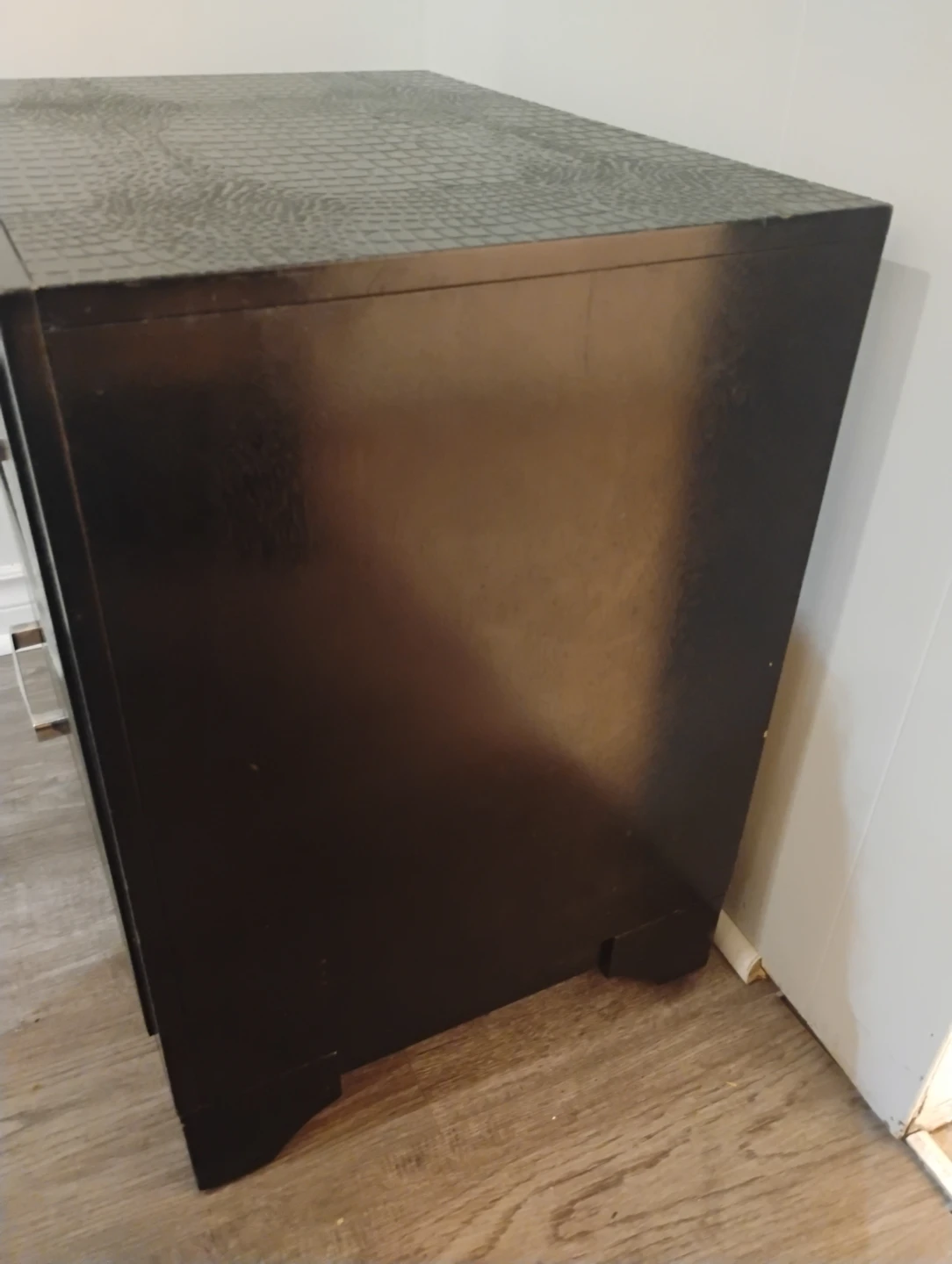 Black Faux Croc 2-Drawer Nightstand - photo 2
