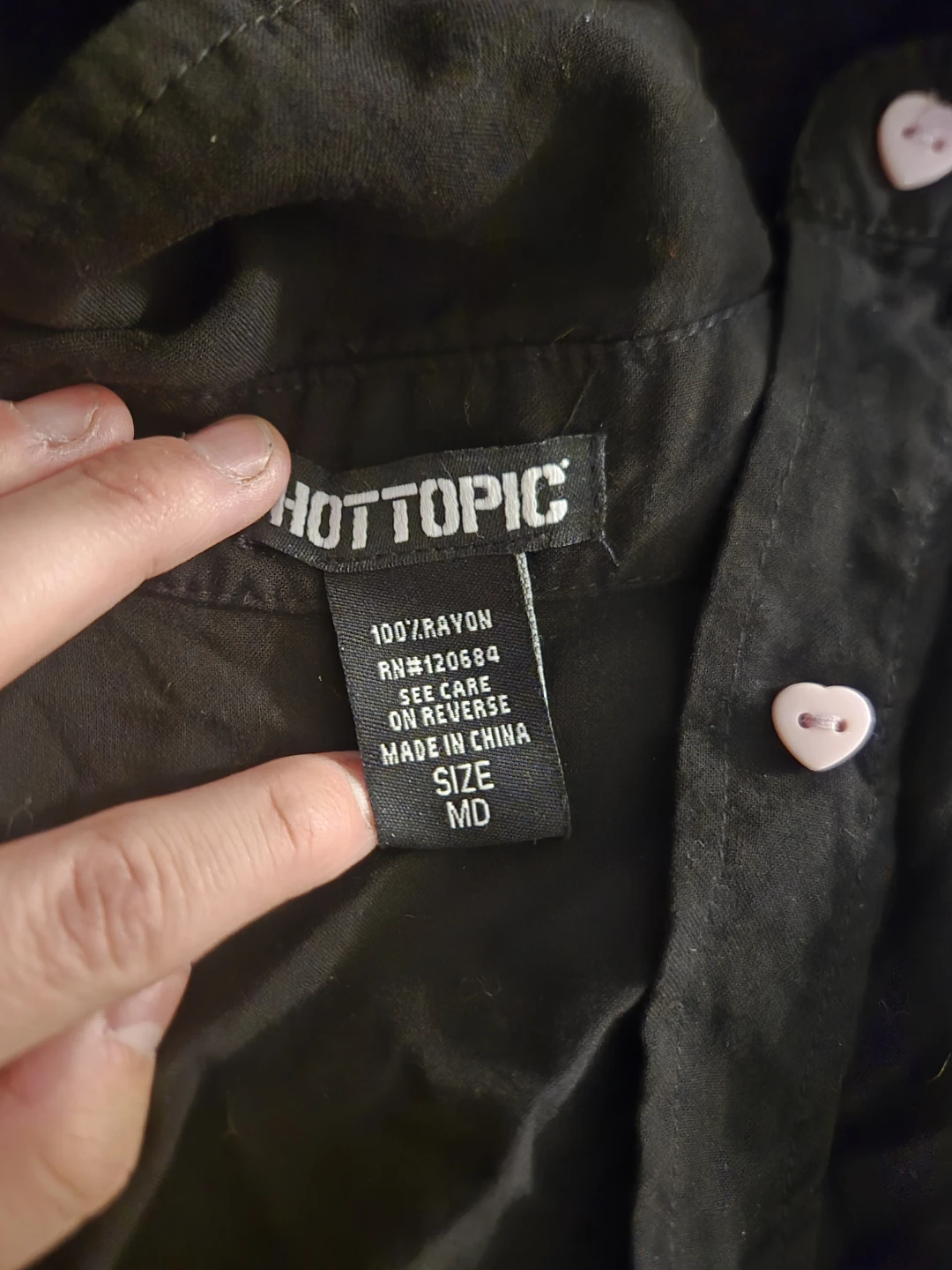 Hottopic Black Rayon Button-Up Shirt - photo 2