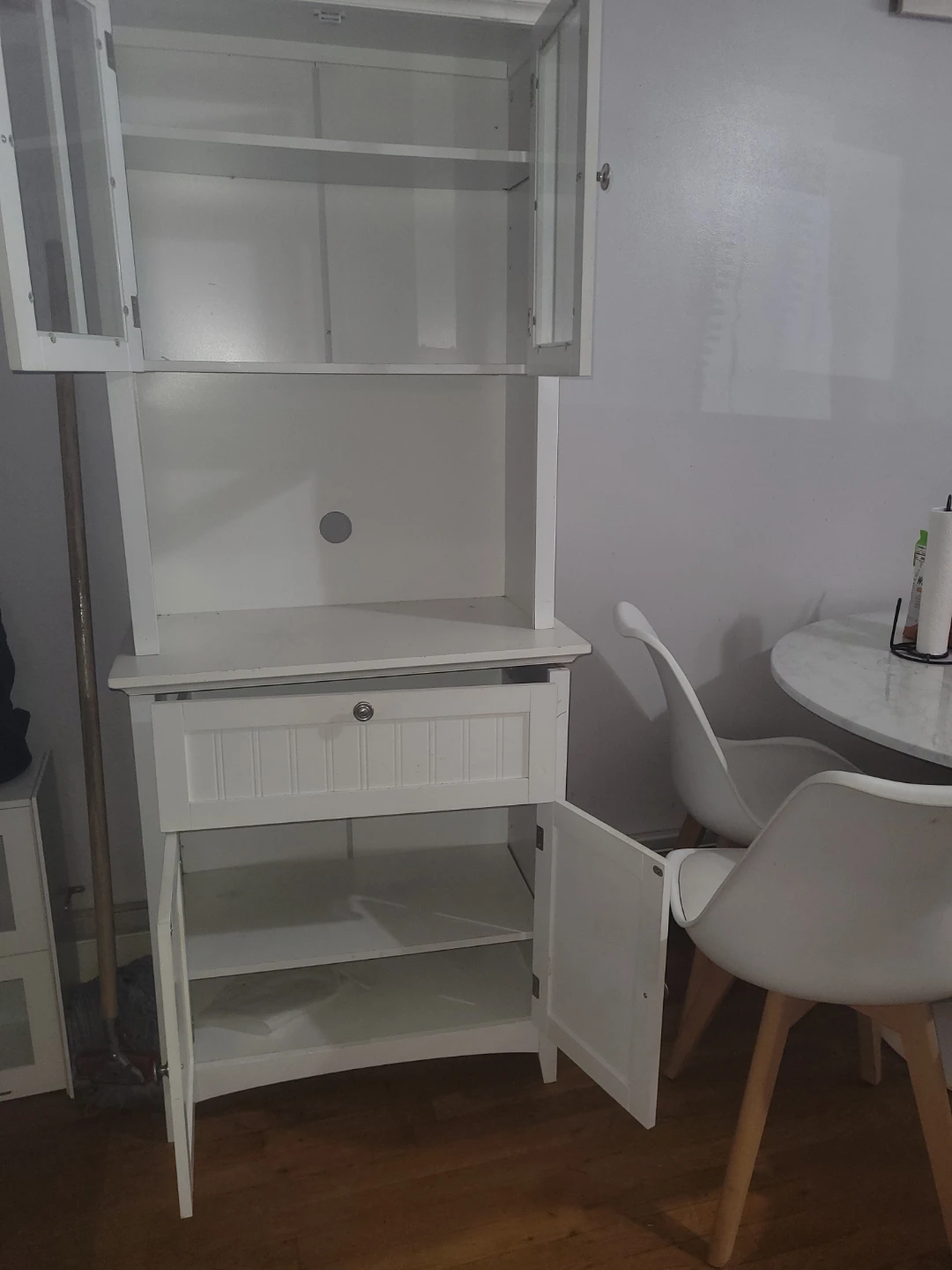 White Kitchen Hutch with Glass Doors - photo 2