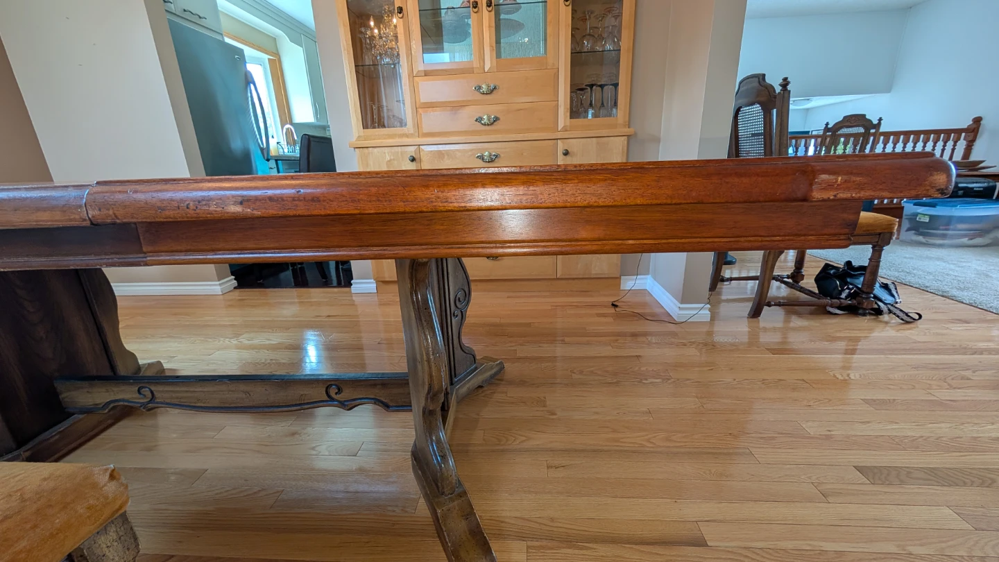 Vintage wood dining table expandable + 4 chairs - photo 2
