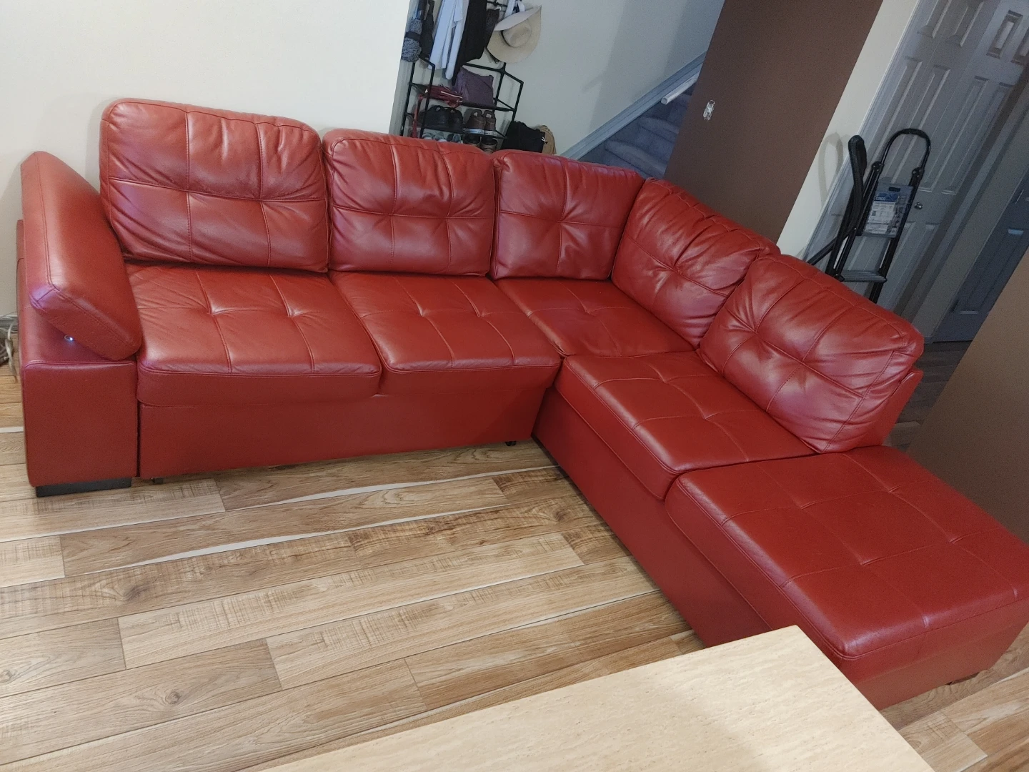 Red Sectional Sofa with Storage
