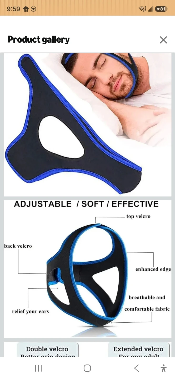 Adjustable anti-snoring chin strap, 2 pcs - photo 2