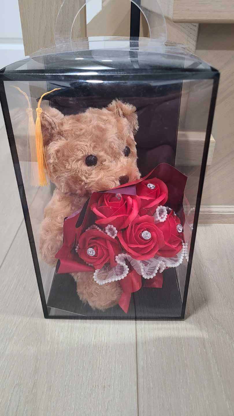 Graduation Teddy Bear with LED Rose Bouquet