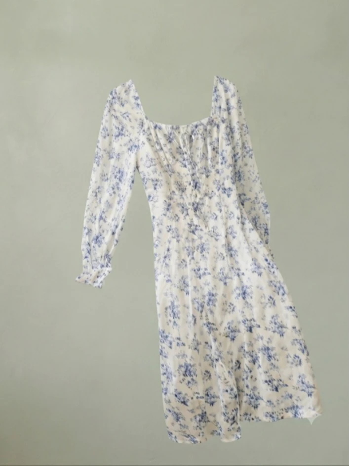 White Floral Print Dress