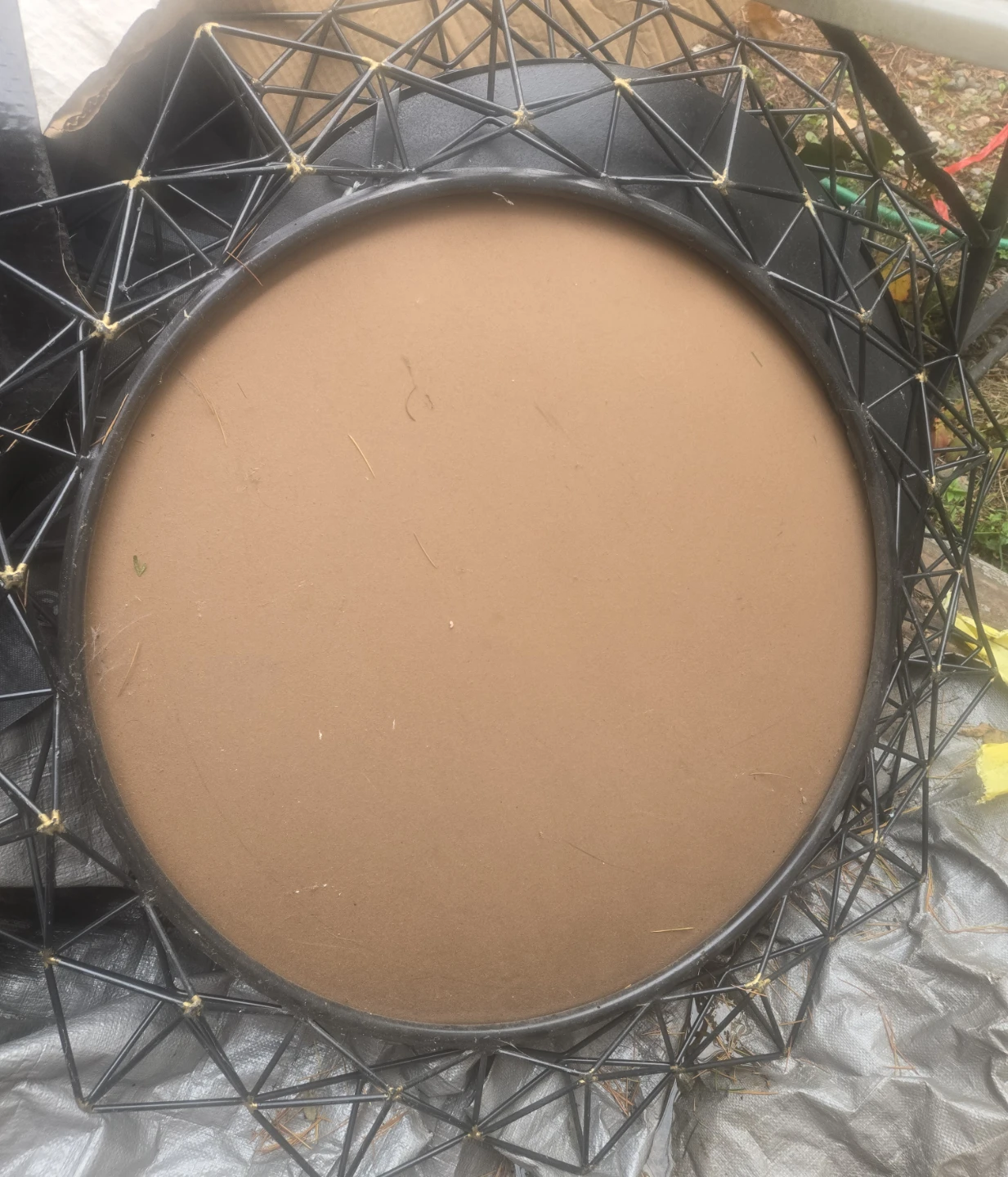 Geometric Black Metal Round Mirror FREE DELIVERY