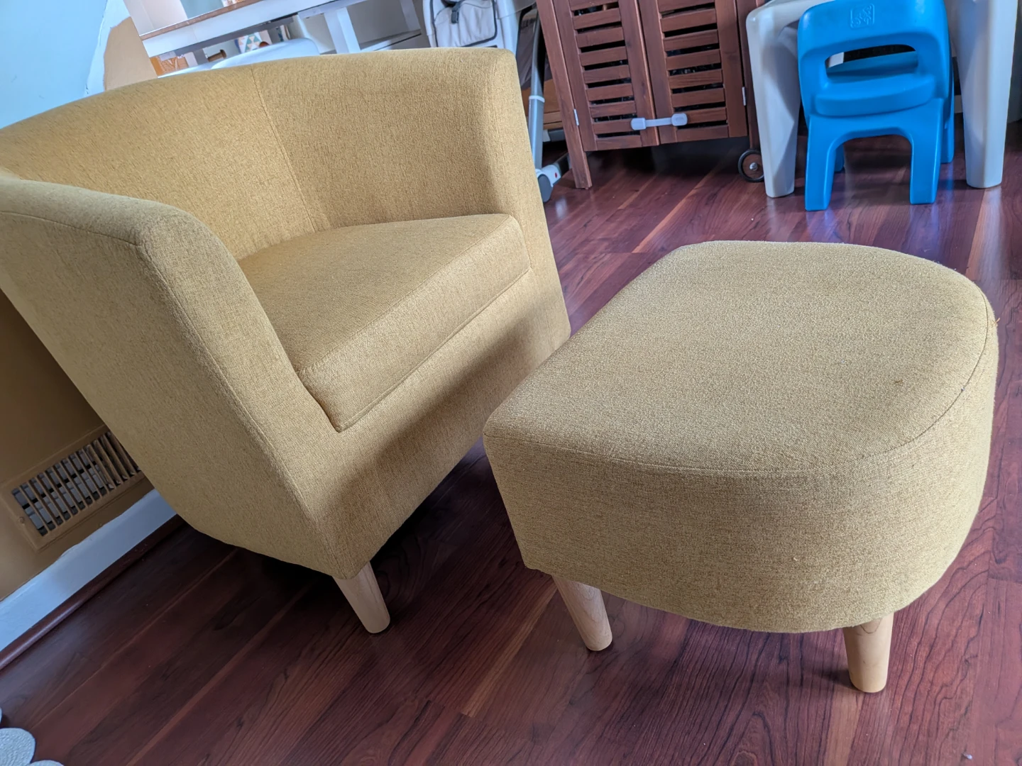 Yellow Accent Chair with Ottoman - photo 4