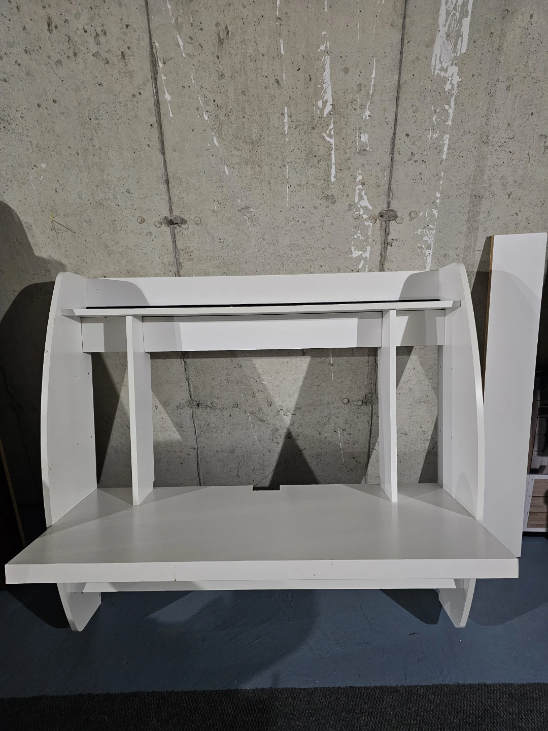 White Wall-Mounted Desk with Shelf