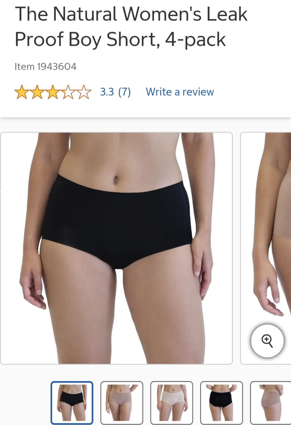 New package of 4 the natural leak proof underwear, size Large.
