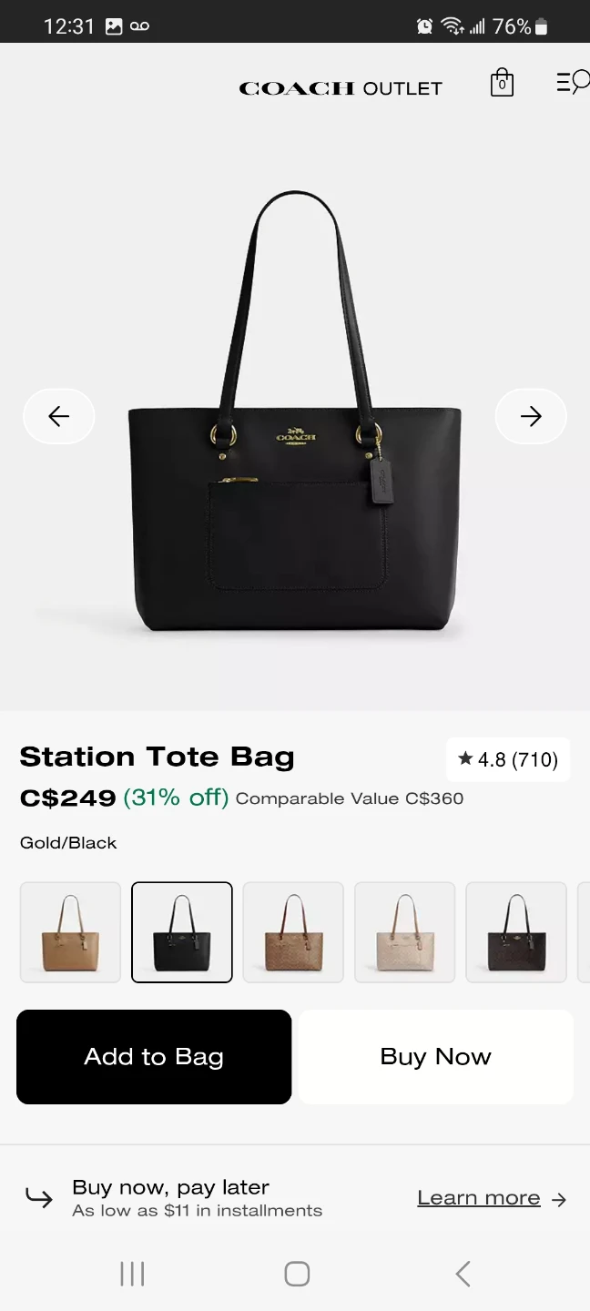 Coach Station Tote Bag - Black( use)