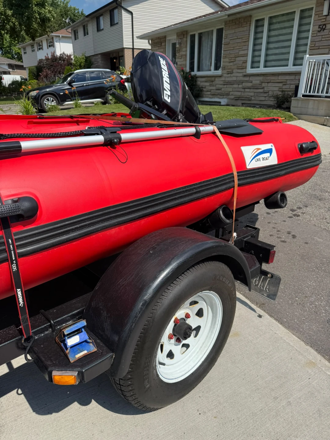 Red Like Boat Inflatable Boat with Evinrude Outboard Motor - photo 2