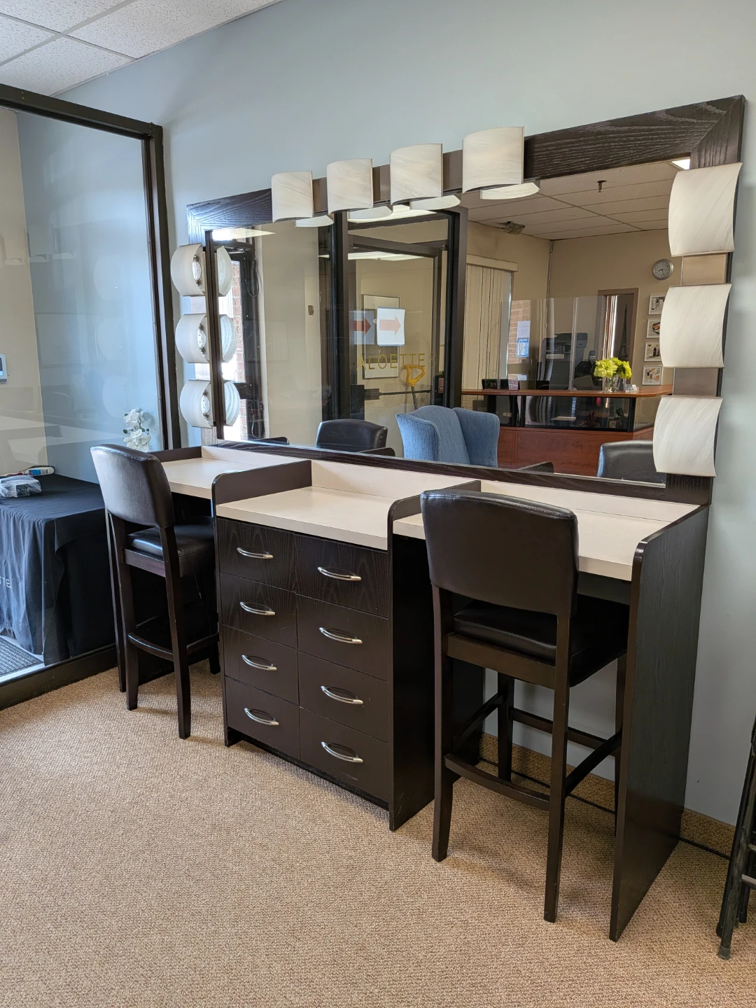 Makeup Vanity Desk with Mirror and Stools - photo 3