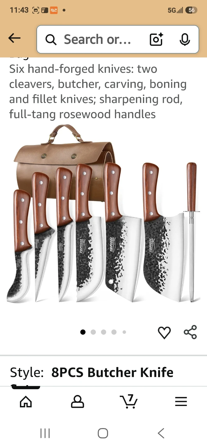 TOPFEEL 8-Piece Butcher Knife Set with Rosewood Handles - photo 3