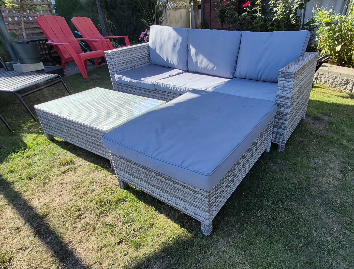 Wicker Patio Sectional Sofa with Coffee Table