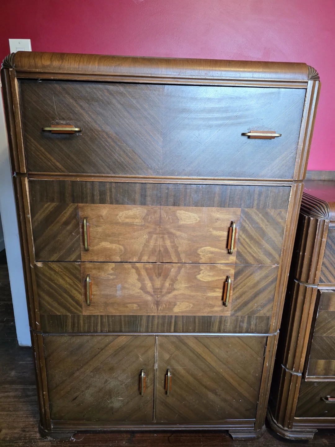 Vintage Art Deco Real Wood Dresser Set - photo 2