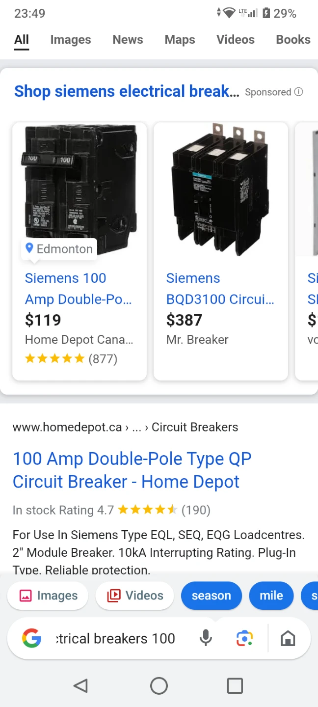 Siemens 100 Amp Double-Pole Circuit Breaker