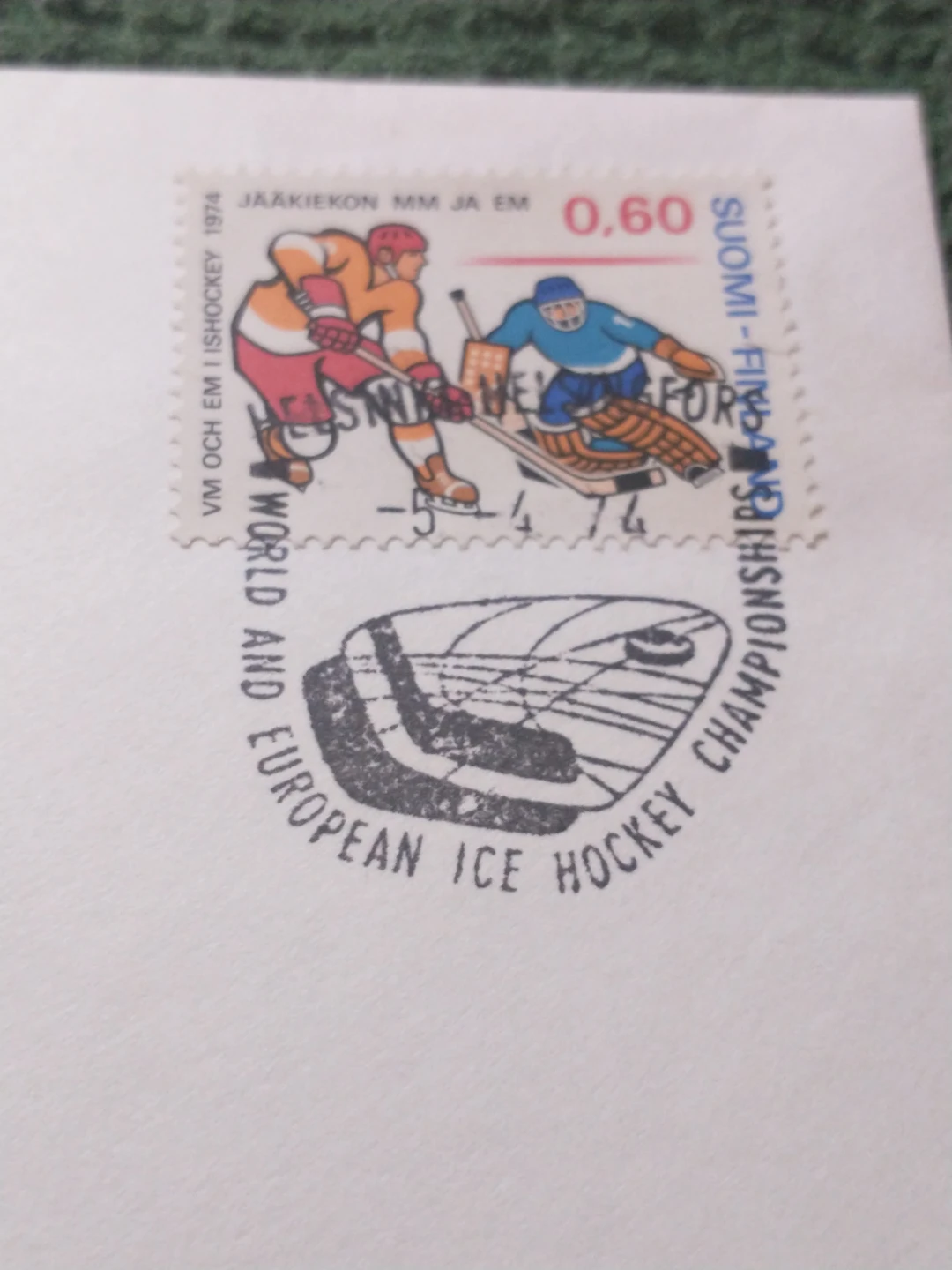 Finland 1974 World Hockey Championship Commemorative Stamp/Cover - photo 2