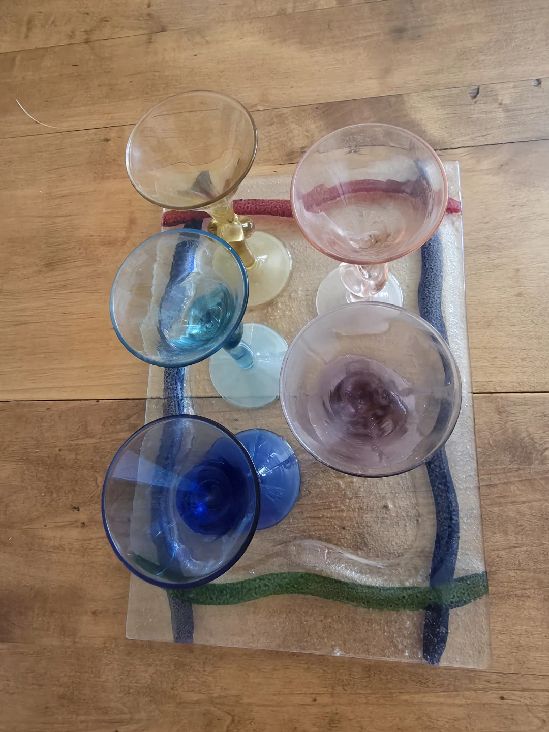 Set of 5 Coloured Liqueur Glasses on Decorative Tray - photo 2