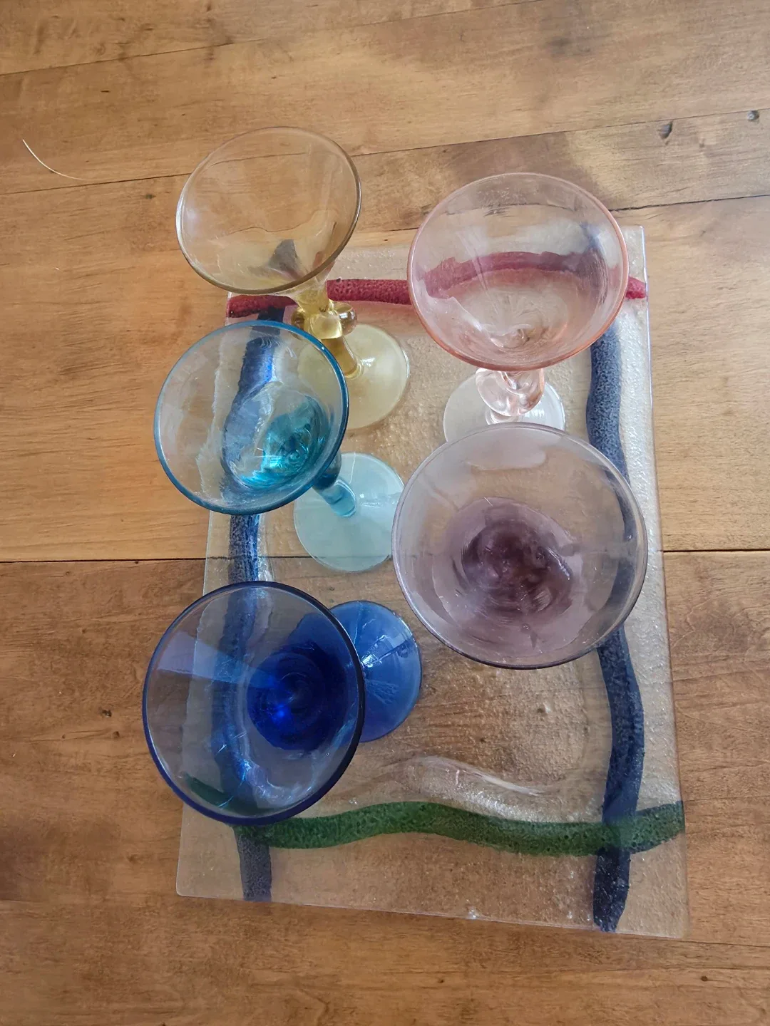 Set of 5 Coloured Liqueur Glasses on Decorative Tray - photo 2