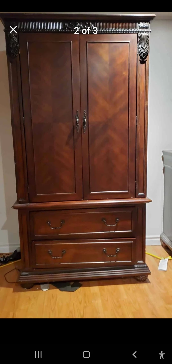Dark Wood Armoire with Drawers