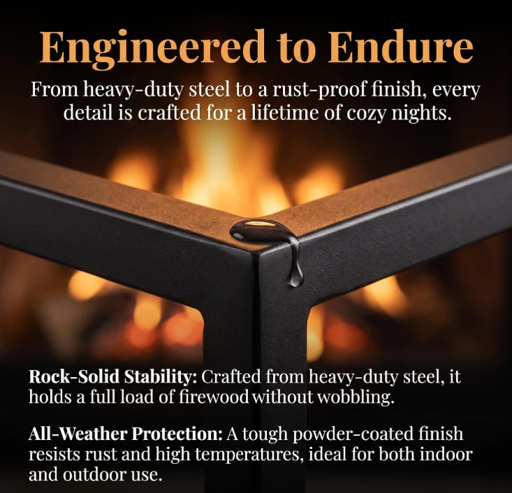 Heavy-Duty Steel Firewood Log Rack with Tools - photo 5