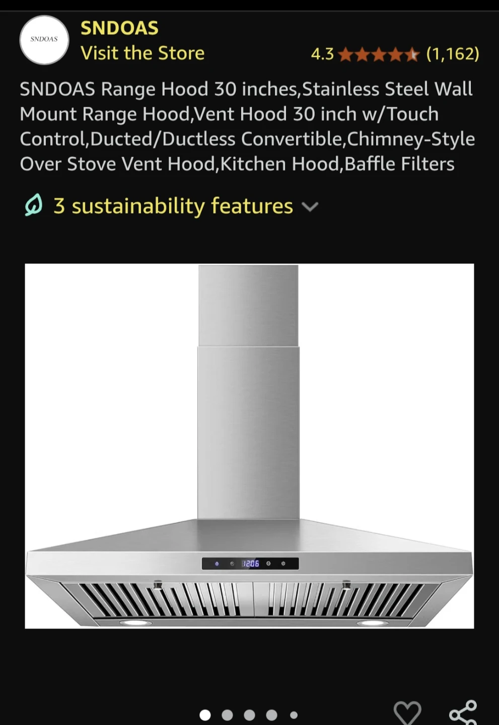 SNDOAS Stainless Steel Range Hood 30 inch