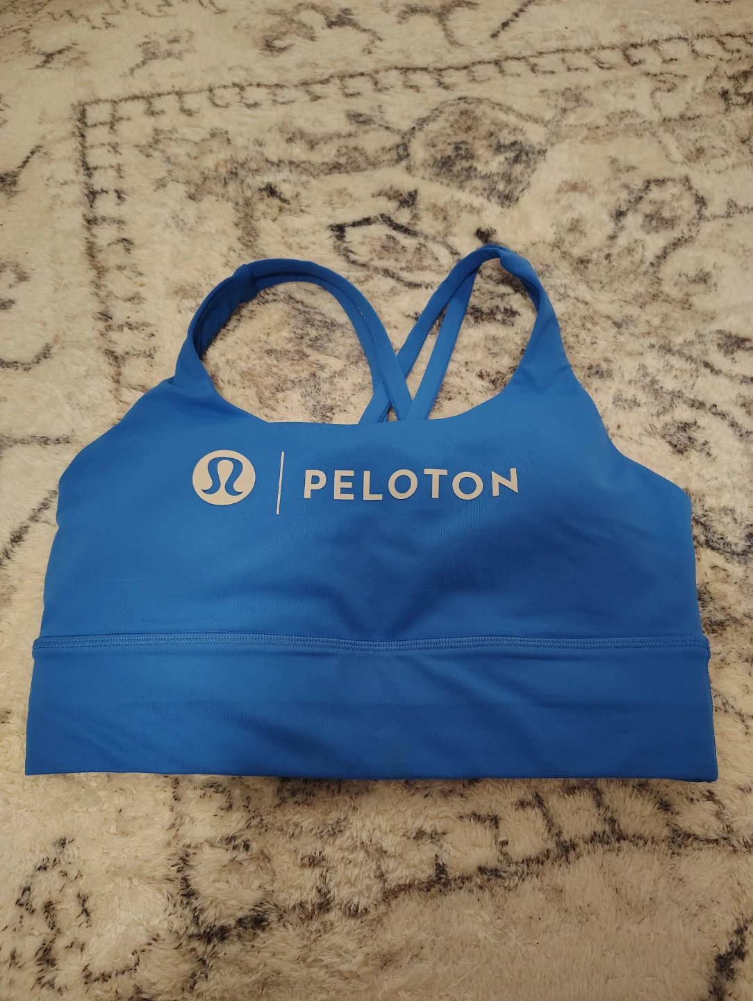 Lululemon Peloton Bright Blue Strappy Logo Sports Bra