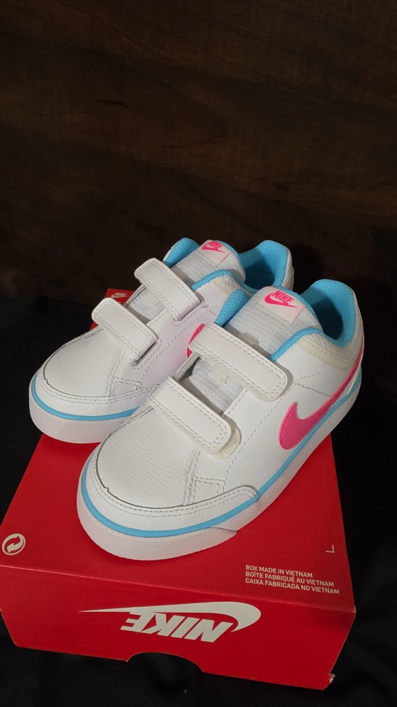 Nike Capri 3 LTR (TDV) Kids Shoes White/Pink/Blue Size 10c - photo 2
