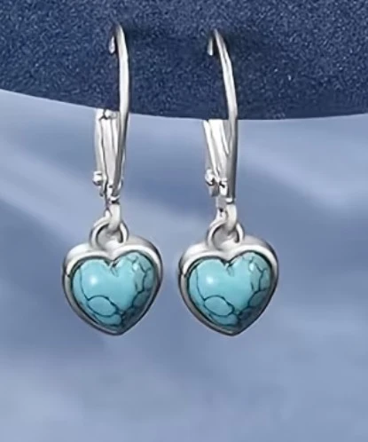 Heart Turquoise Dangle Earrings