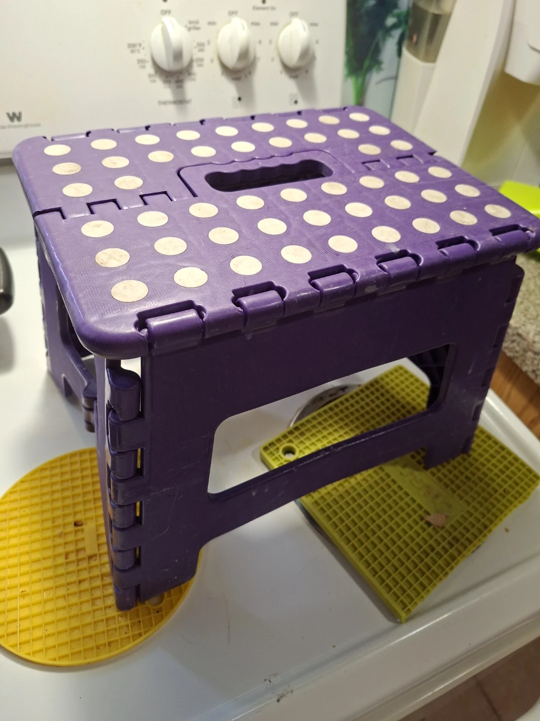 Purple Folding Step Stool with White Polka Dots - photo 3