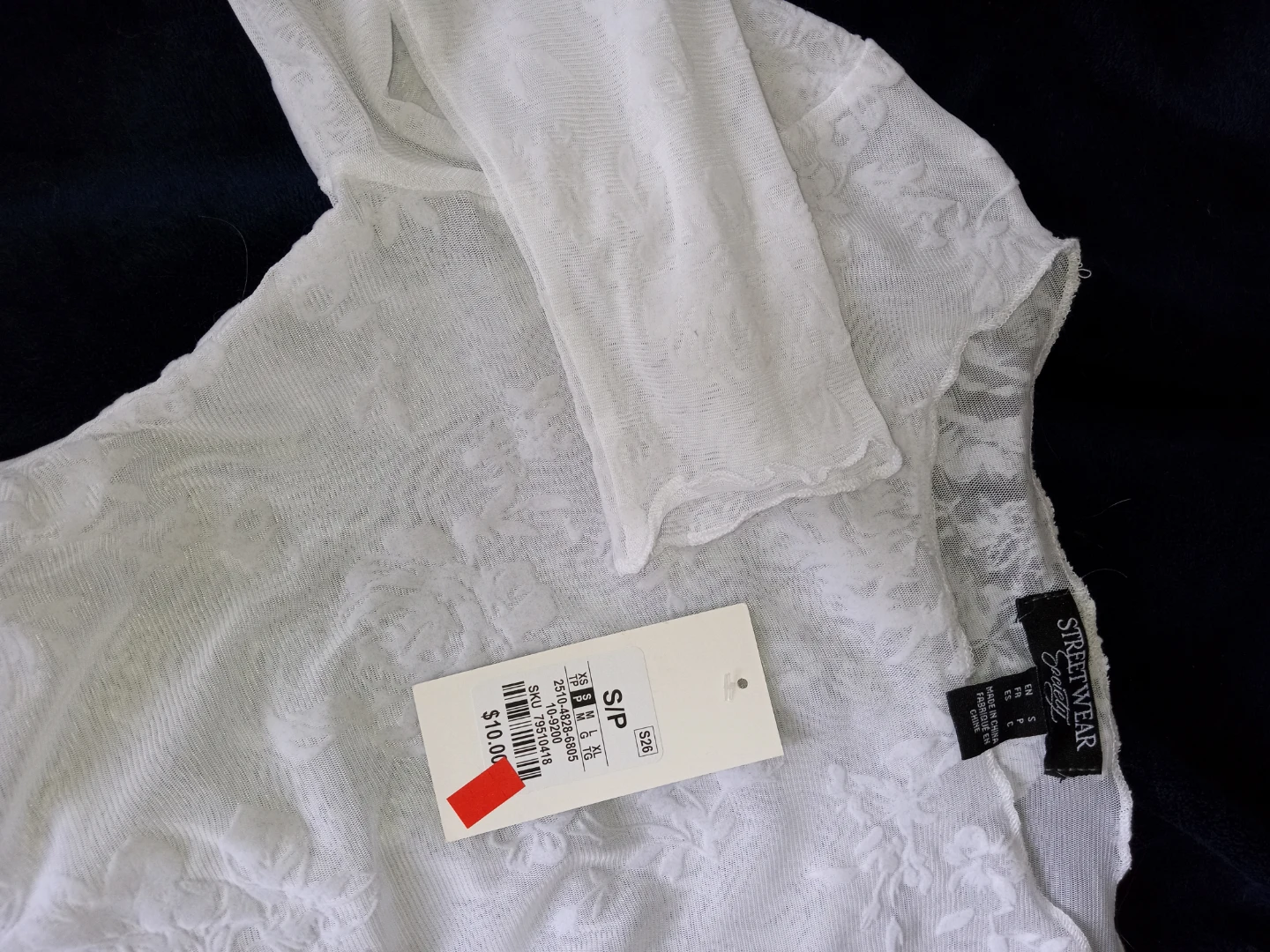Streetwear Society White Floral Mesh Long Sleeve Top - photo 3