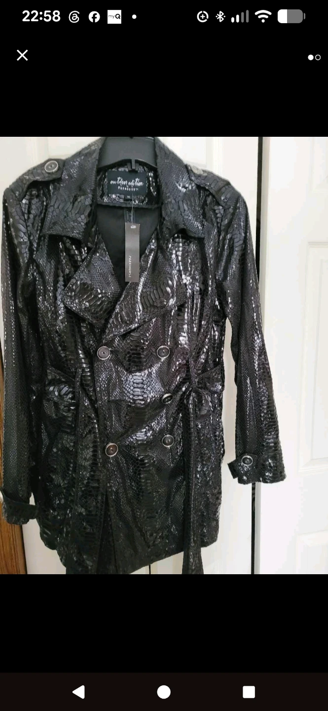 Parkhurst Snake Print Trench Jacket sz m