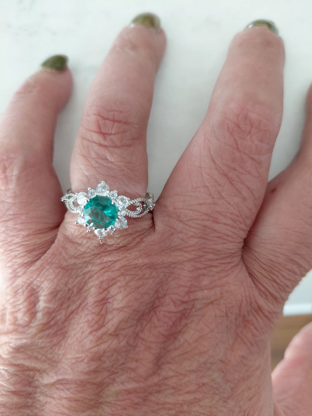 Stunning Blue Stone Halo Ring - photo 3