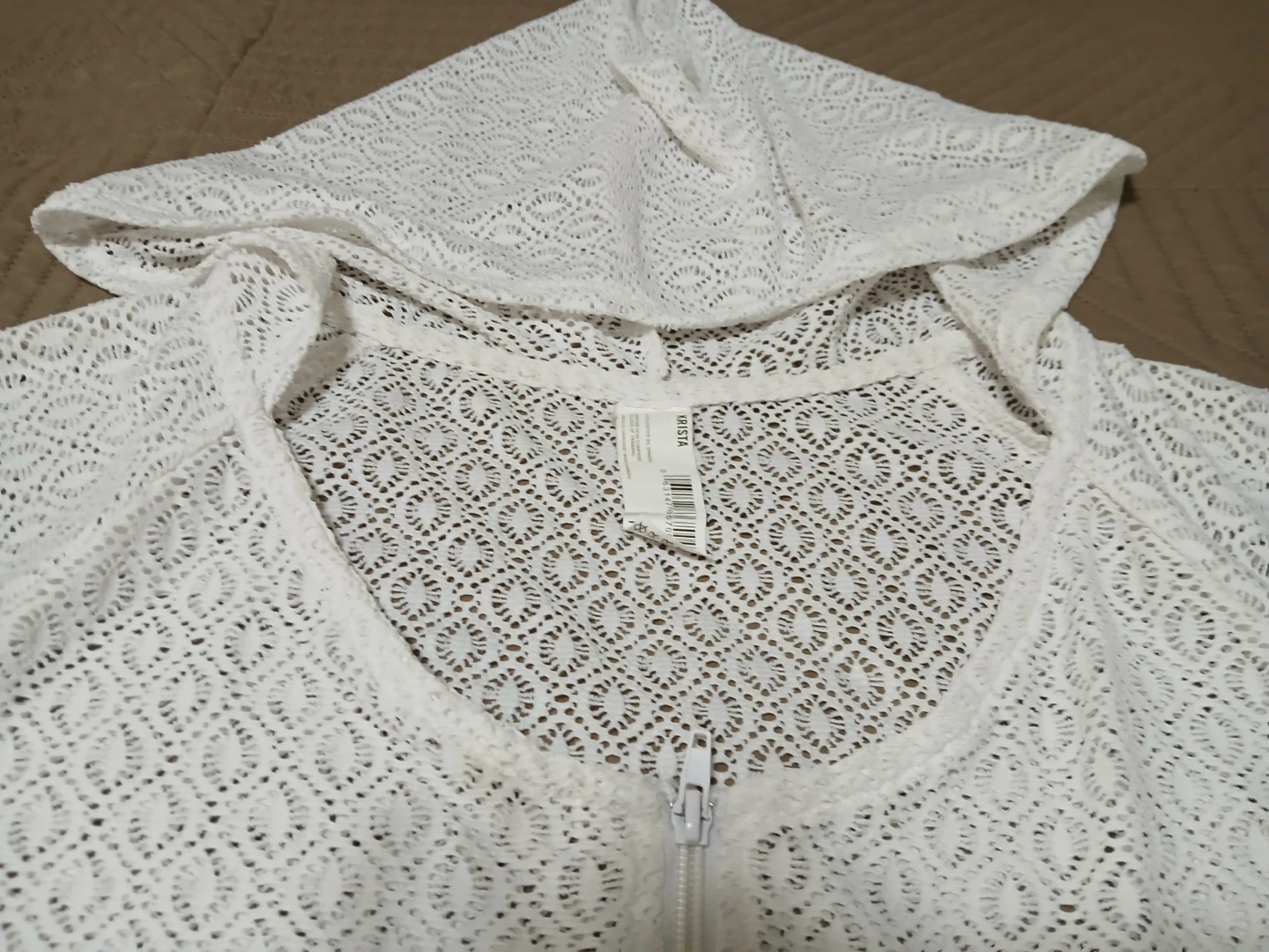 White KRISTA Lace Zip-Up Hoodie Cover-Up - photo 3