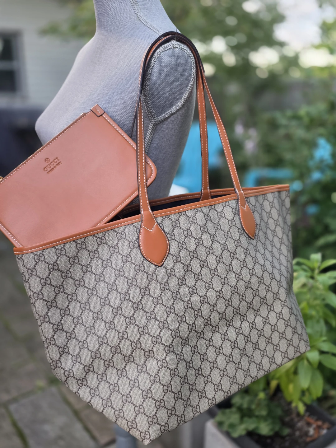 GG Monogram Tote Bag with Pouch