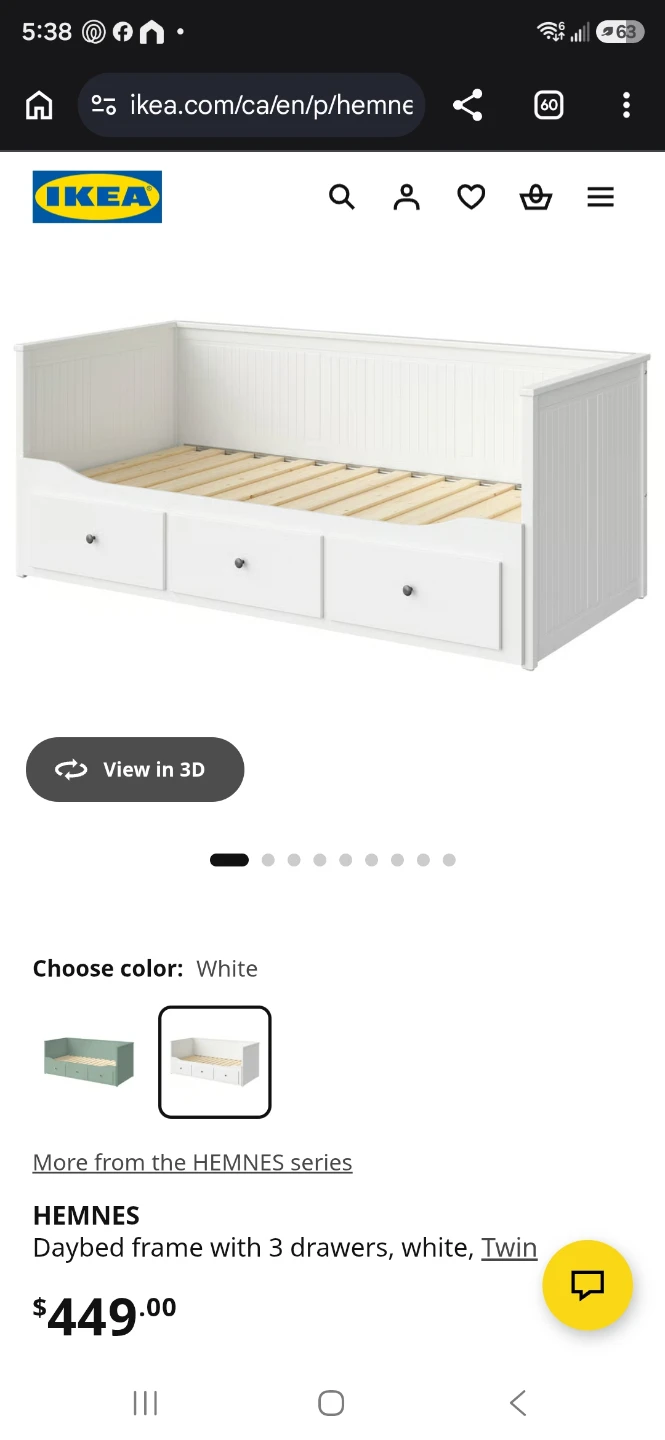 IKEA HEMNES Daybed Frame with 3 Drawers - White - Twin - photo 3