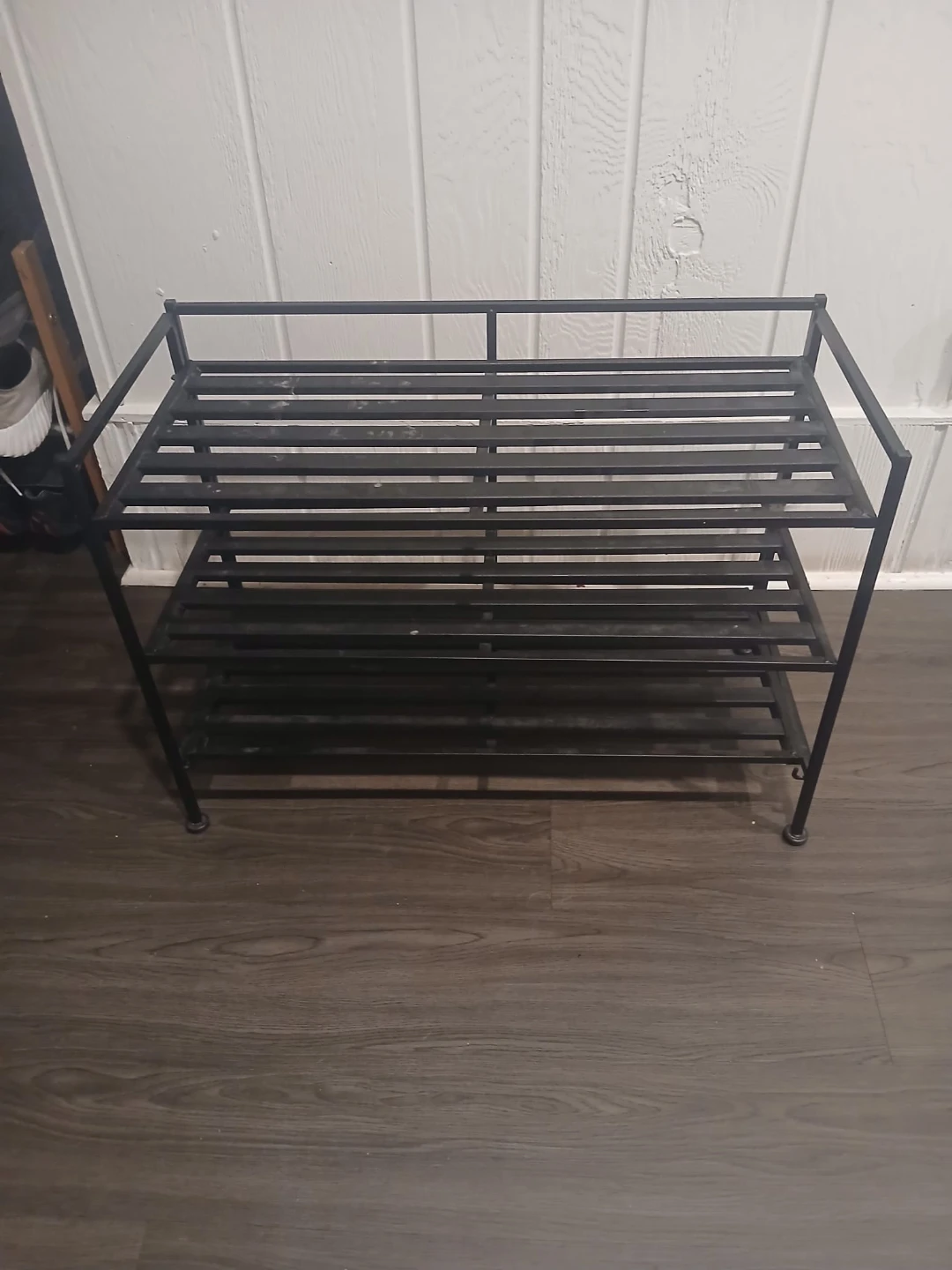 Black Metal 3-Tier Shoe Rack