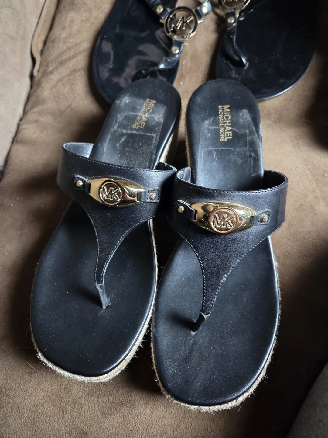 Michael Kors Black Espadrille Wedge Sandals