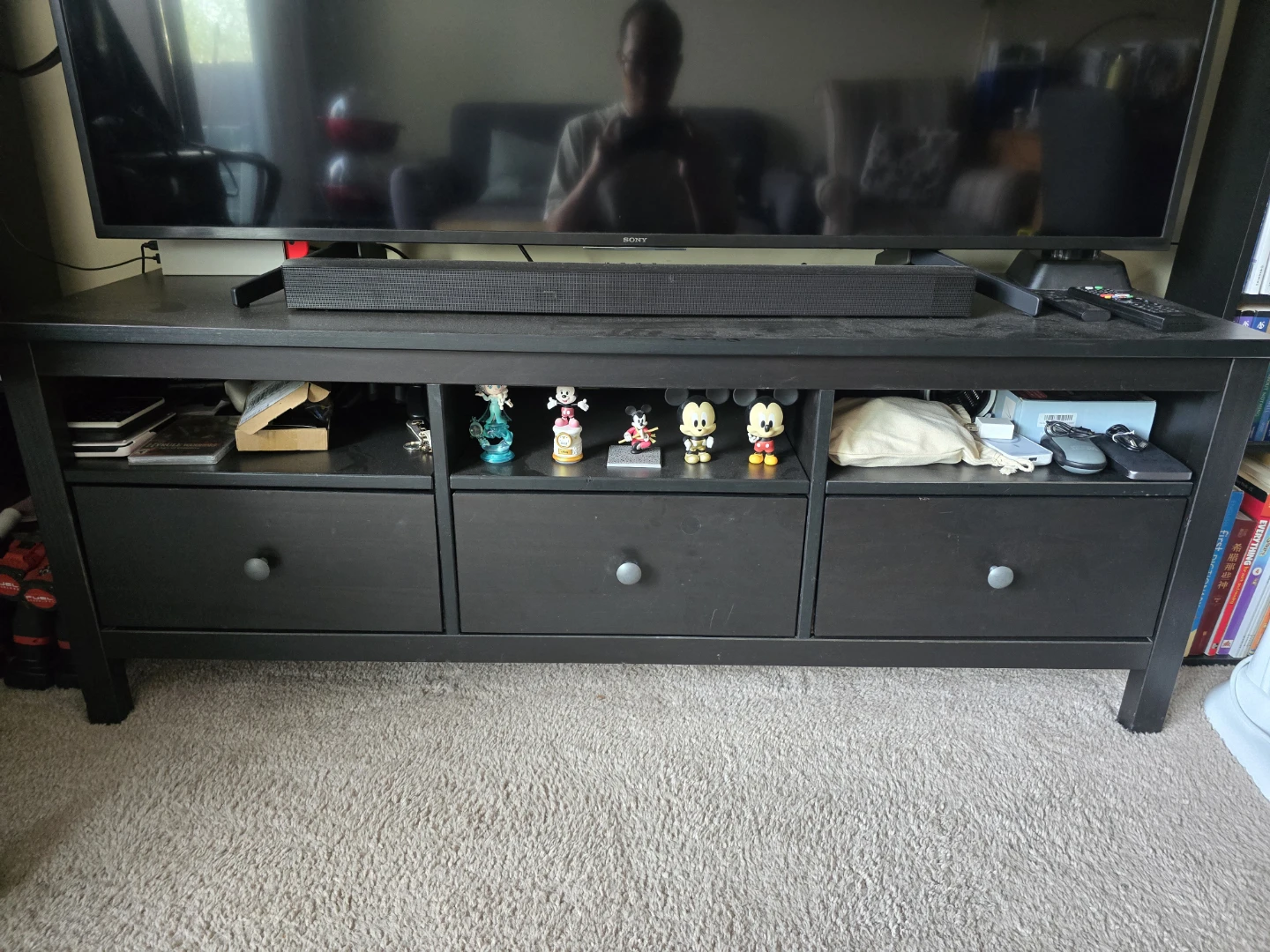 HEMNES  TV bench, black-brown, 148x47x57 cm