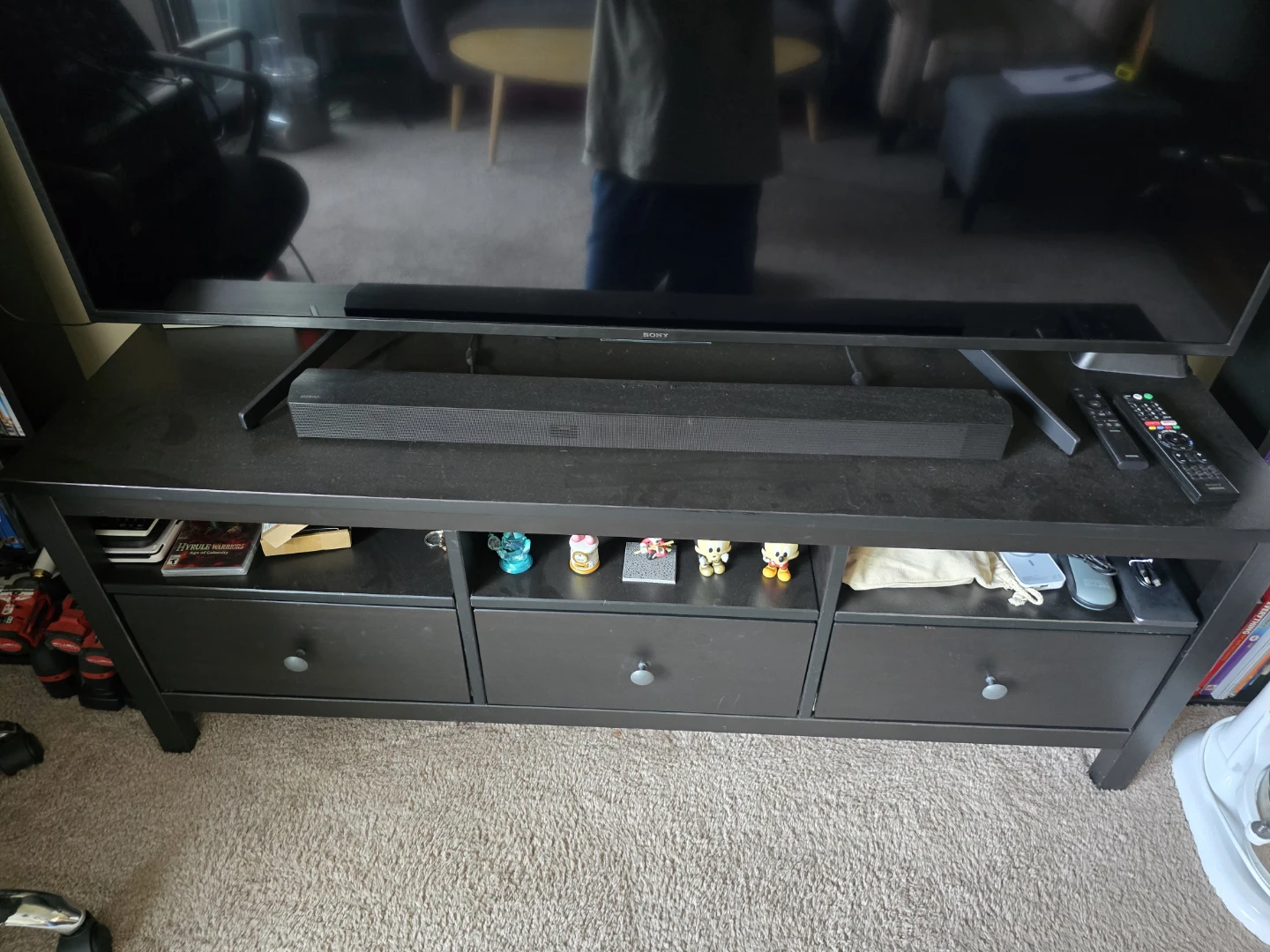 HEMNES  TV bench, black-brown, 148x47x57 cm - photo 2