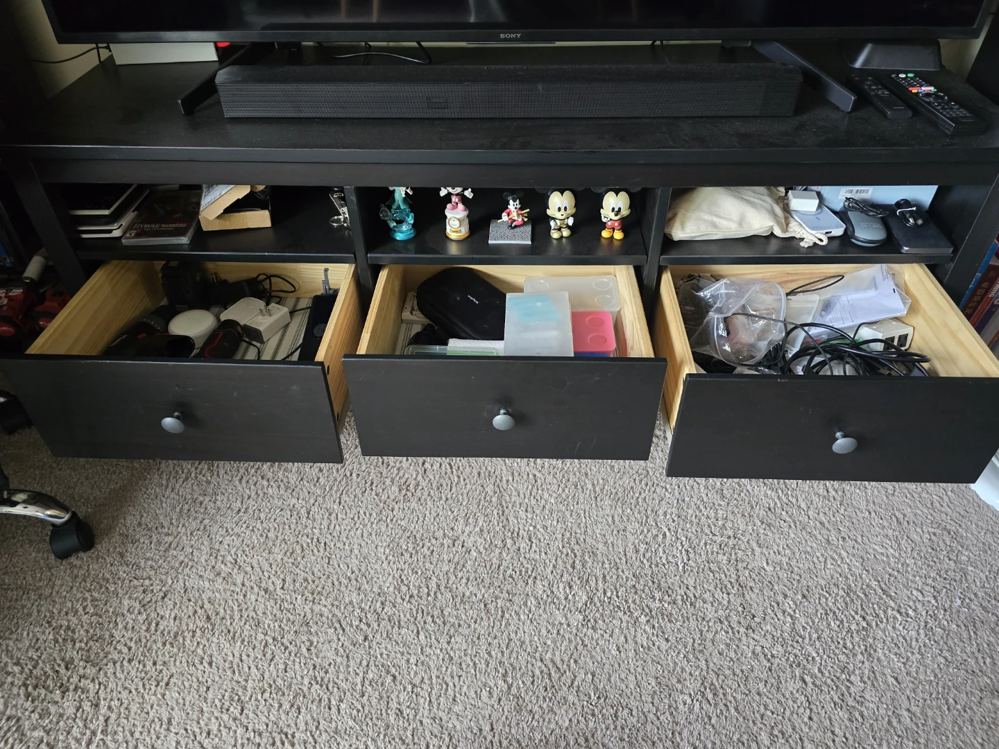 HEMNES  TV bench, black-brown, 148x47x57 cm - photo 3