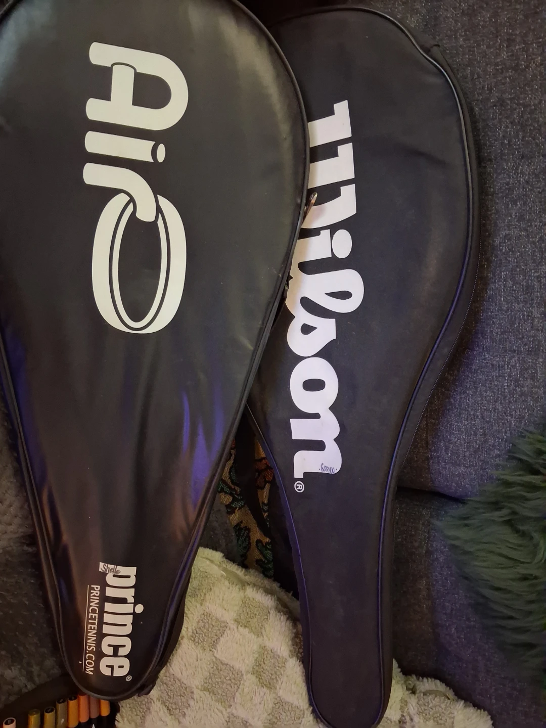Wilson and Prince Tennis Racquets with Covers