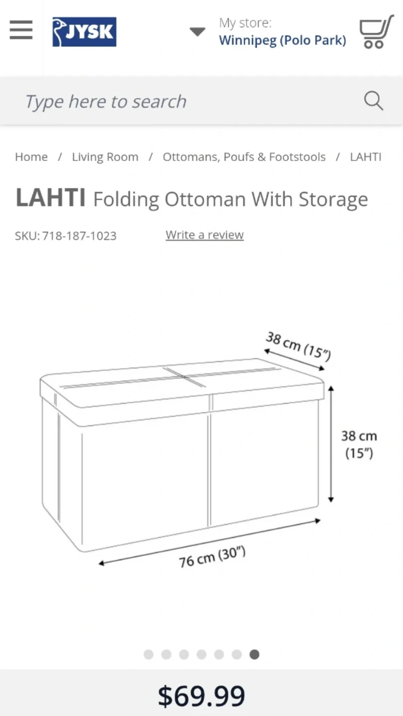 JYSK LAHTI Folding Ottoman With Storage - White - photo 5